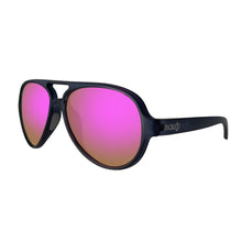 Nauti Aviators - Floating Polarized Unisex Sunglasses. Rainbow Rose Lens on Deep Blue (Semi-Transparent) Frame.