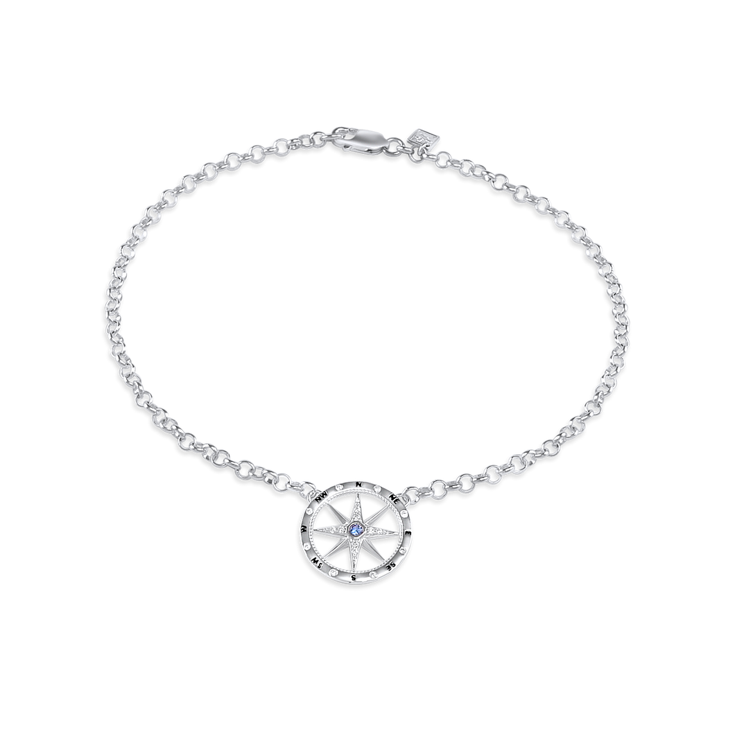 Ladies' Silver Compass Anklet from Nau-T-Girl