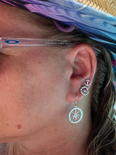 Ladies Compass 3/4" on Wire Earrings from Nau-T-Girl in Silver with Imitation Blue Stone