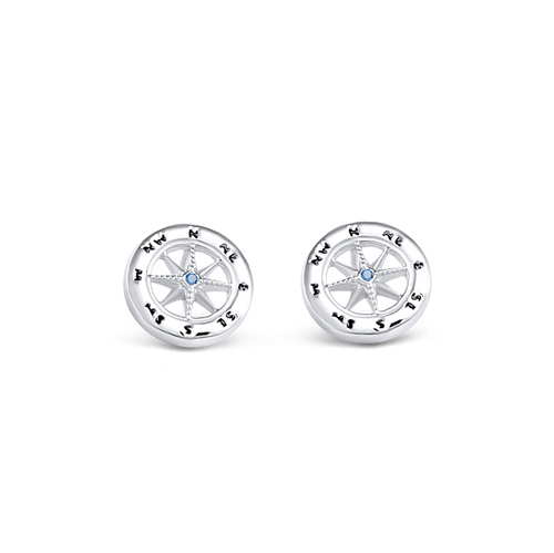 Ladies' Silver Compass Stud Earrings from Nau-T-Girl