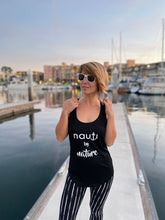 "NAUTI by nature" Ladies' Adult Anchor design Racerback Tank in Heather Grey or White