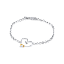 Ladies Hook Heart Anklet (Large) from Nau-T-Girl in Silver with Gold Accent and Imitation Blue Stone