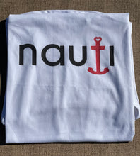 "NAUTI" Ladies' Adult Anchor Design Racerback Tank in Black, White or Heather Grey