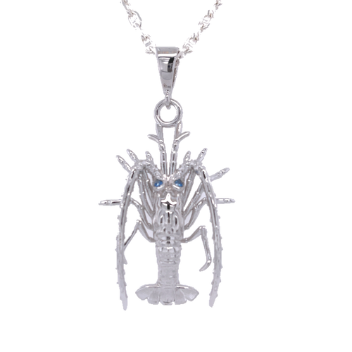 Mens Lobster Pendant from Nau-T-Girl in Silver with or without Blue CZ Stones
