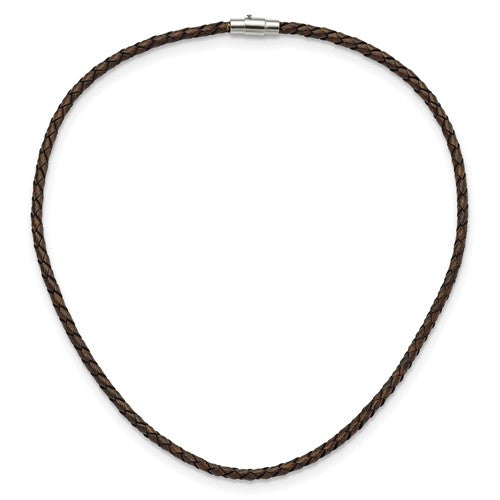Ladies Chisel 4mm Hexagon Weave Brown Necklace from Nau-T-Girl in Genuine Black Leather
