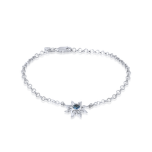 Ladies 3 mm Solid Rolo Chain Sun Anklet from Nau-T-Girl in Silver with Blue Imitation Stone