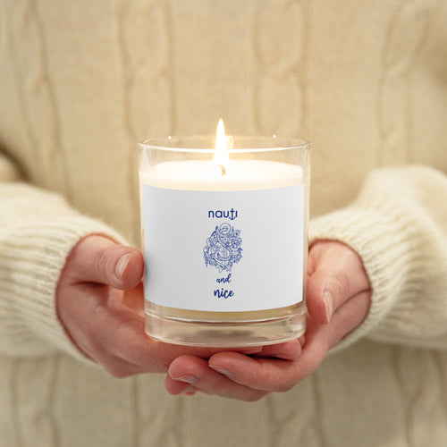 Limited Edition Nauti Xmas Anchor Soy Wax Candle in White with Navy Logo