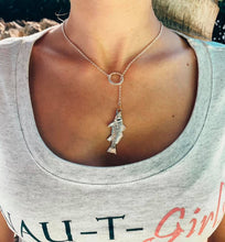 Ladies Grouper Lariat Necklace from Nau-T-Girl in Silver with Gold Accent