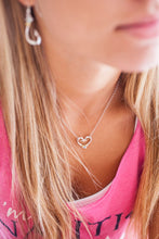 Ladies Hook Heart Necklace (Small) from Nau-T-Girl in Silver with Gold Accent and Imitation Blue Stone