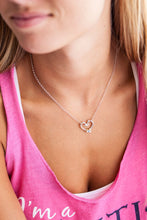 Ladies Hook Heart Necklace (Small) from Nau-T-Girl in Silver with Gold Accent and Imitation Blue Stone