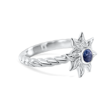Ladies 1/2" Sun Ring from Nau-T-Girl in Silver with Blue Imitation Stone