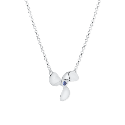Ladies Propeller Necklace from Nau-T-Girl in Silver with Blue Imitation Stone
