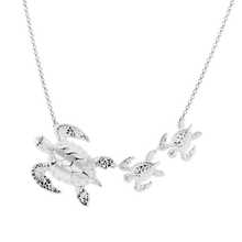 Ladies 2mm Solid Roll Chain 18.5" Sea Turtle Necklace from Nau-T-Girl in Silver