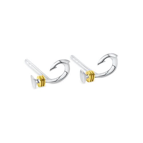 Ladies Hook Stud Earrings from Nau-T-Girl in Silver and Gold Plated Wrap