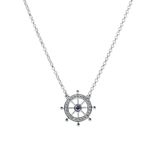 Ladies' Silver Ships Wheel Necklace from Nau-T-Girl