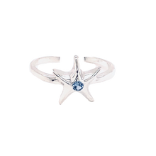 Ladies Starfish Toe Ring from Nau-T-Girl in Silver with Blue Imitation Stone