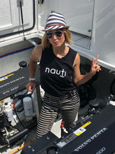 Ladies "NAUTI" Anchor Sleeveless Loose T-Shirt Tank in Black or Heather Grey