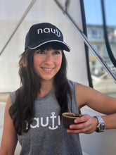"NAUTI" Womans White Anchor Sleeveless Loose T-Shirt Tank in Black or Heather Grey