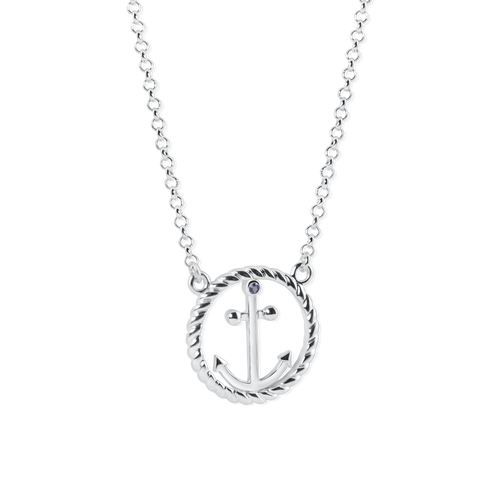 Ladies' Silver Anchor Circle Rope Necklace from Nau-T-Girl