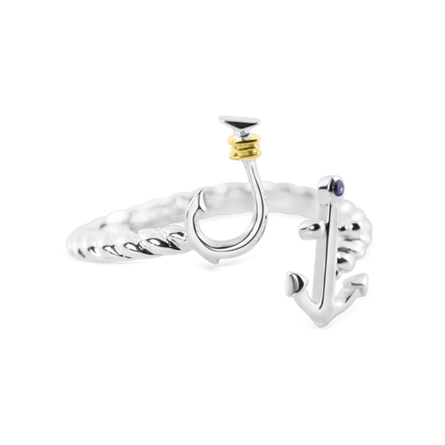 Ladies' Silver Hook Anchor Bypass Ring from Nau-T-Girl