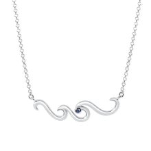 Ladies Wave Necklace from Nau-T-Girl in Silver with Blue Imitation Stone
