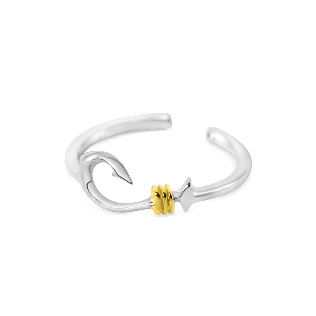 Ladies Hook Toe Ring from Nau-T-Girl in Silver and Gold Plated Wrap