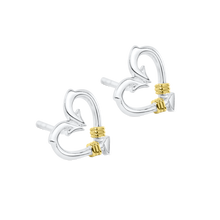 Ladies Hook Heart Studs from Nau-T-Girl in Silver with Gold Accent
