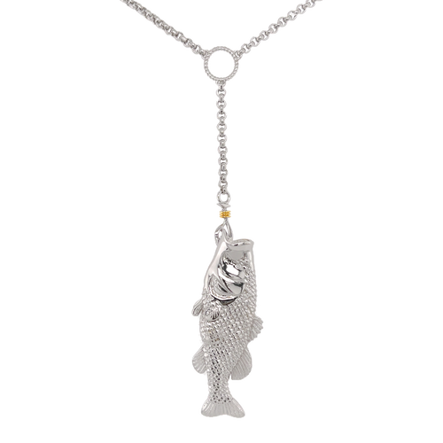 Ladies Bass Lariat Necklace from Nau-T-Girl in Silver with Gold Accent