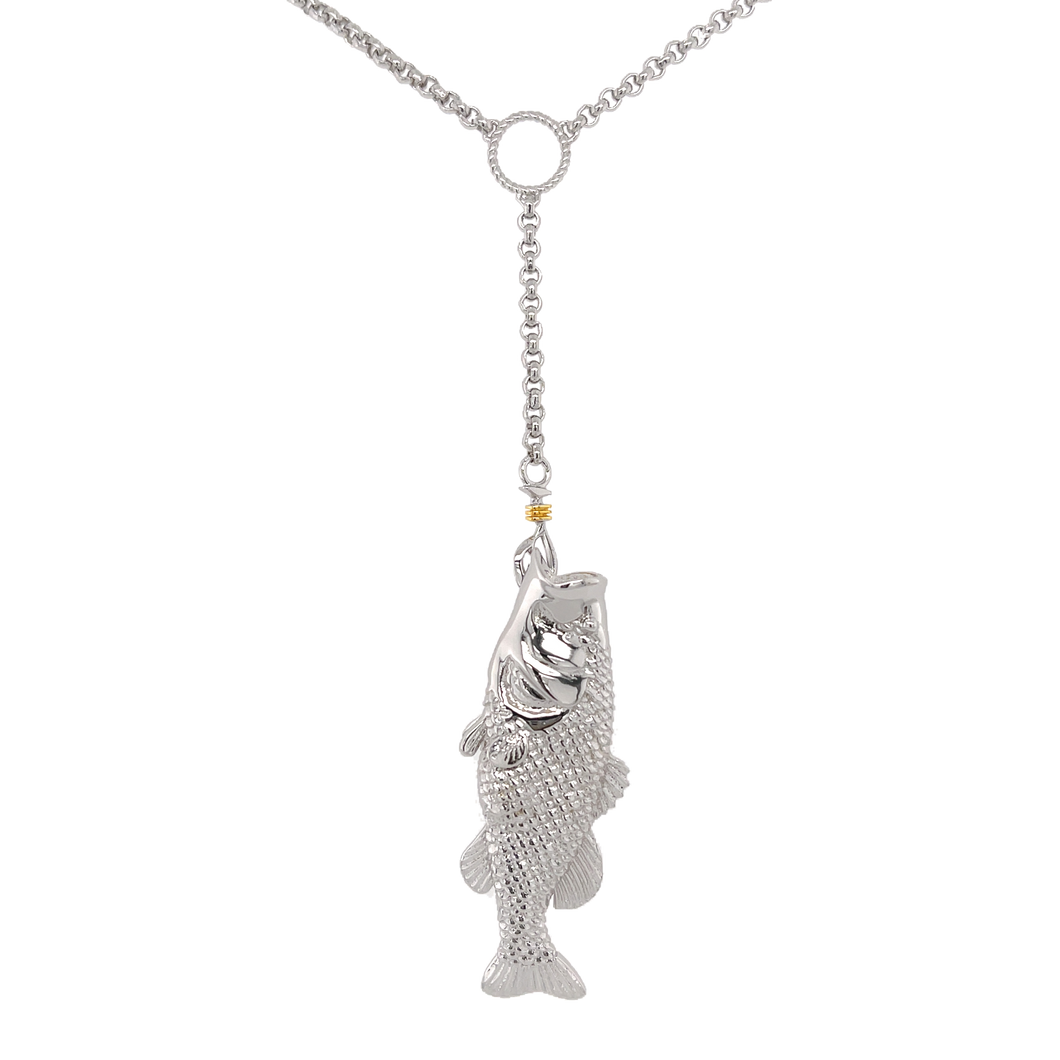Ladies Bass Lariat Necklace from Nau-T-Girl in Silver with Gold Accent