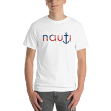 Mens "NAUTI American Flag"  Stars and Stripes Short Sleeve T-Shirt in Sport Grey, Ash, White