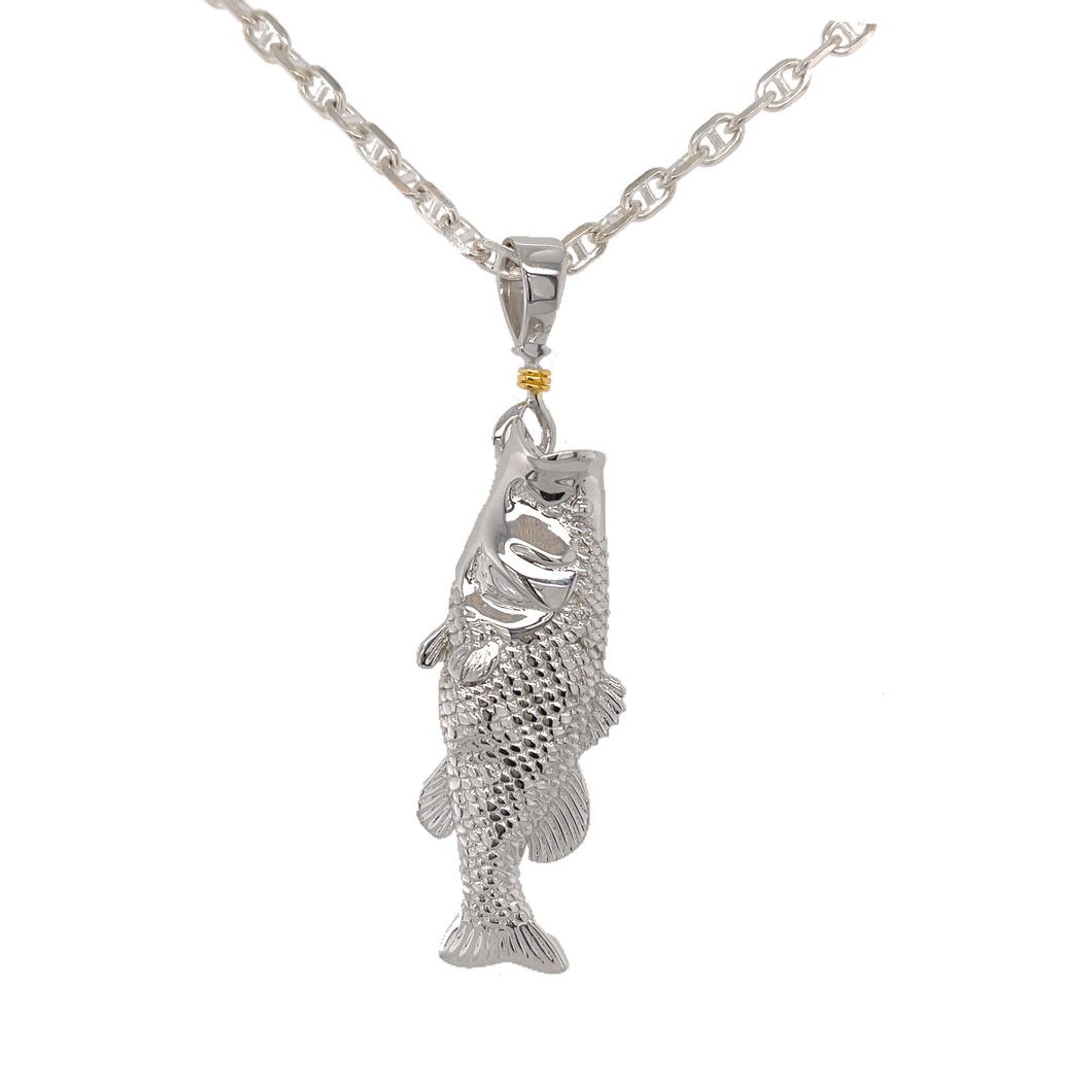 Mens Bass (Pendant Only) from Nau-T-Girl in Silver with Gold Plated Wrap