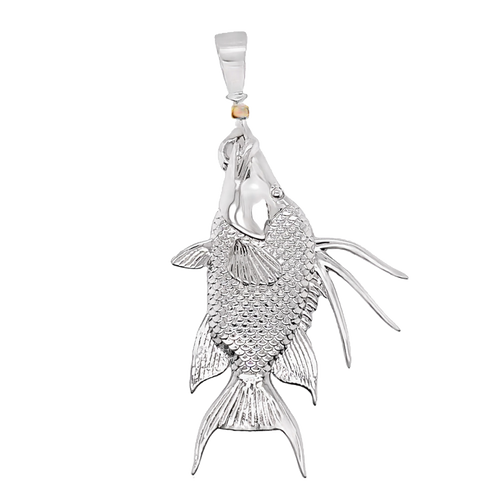 Mens Hog Fish (Pendant Only) from Nau-T-Girl in Silver with Gold Plated Wrap