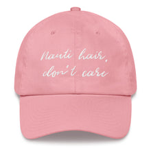 Ladies "Nauti Hair, Don't Care" Adult Baseball Cap in Black, Navy, Sky Blue and Light Pink with White Embroidery