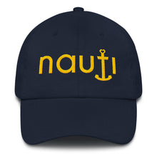 Unisex "NAUTI" Anchor Baseball Cap in Black or Navy with Gold Embroidery