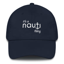 Unisex Adult "It's a NAUTI thing" Anchor Baseball Cap in Black or Navy with White Embroidery