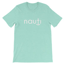 Woman's "NAUTI" Anchor Boyfriend's Soft Loose Cotton T-Shirt in Black, Mint, Blue and White with White Logo