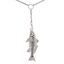 Ladies Redfish Lariat Necklace from Nau-T-Girl in Silver with Gold Plated Wrap