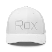 Unisex "ROX" Trucker Cap in Black, Black/White, Navy, Navy/White, White with White Embroidery