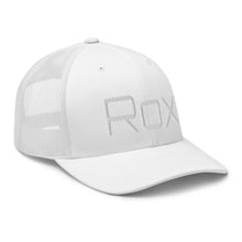 Unisex "ROX" Trucker Cap in Black, Black/White, Navy, Navy/White, White with White Embroidery