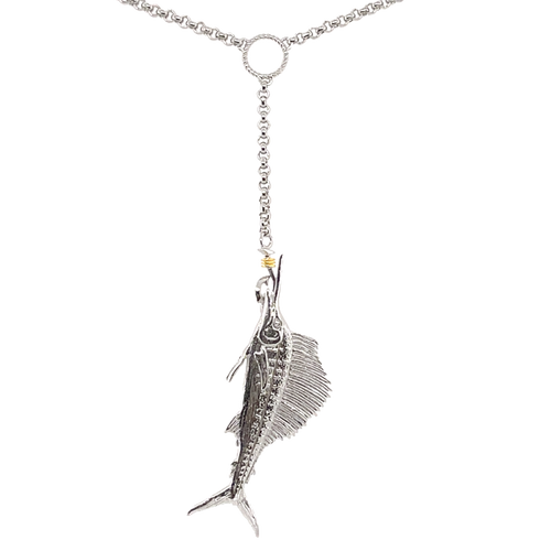 Ladies Sailfish Lariat Necklace from Nau-T-Girl in Silver