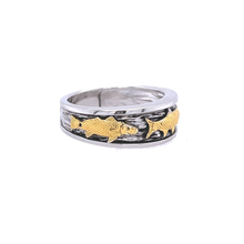 Mens Triple Catch Ring from Nau-T-Girl in Silver with Gold Accent