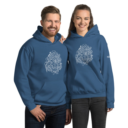 Unisex Limited Edition Nauti Xmas Festive Anchor Hoodie In Indigo Blue or Red