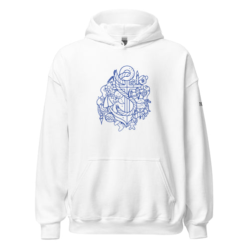 Unisex Limited Edition Nauti Xmas Festive Anchor Hoodie In White