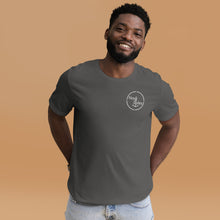 Men "Nauti Styles" logo on the front and "Nauti Guys" on the back T-shirt in Black Heather, Navy, Asphalt and Ocean Blue