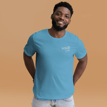 Men's "NAUTI Guys" T-shirt in Black Heather, Navy, Asphalt and Ocean Blue