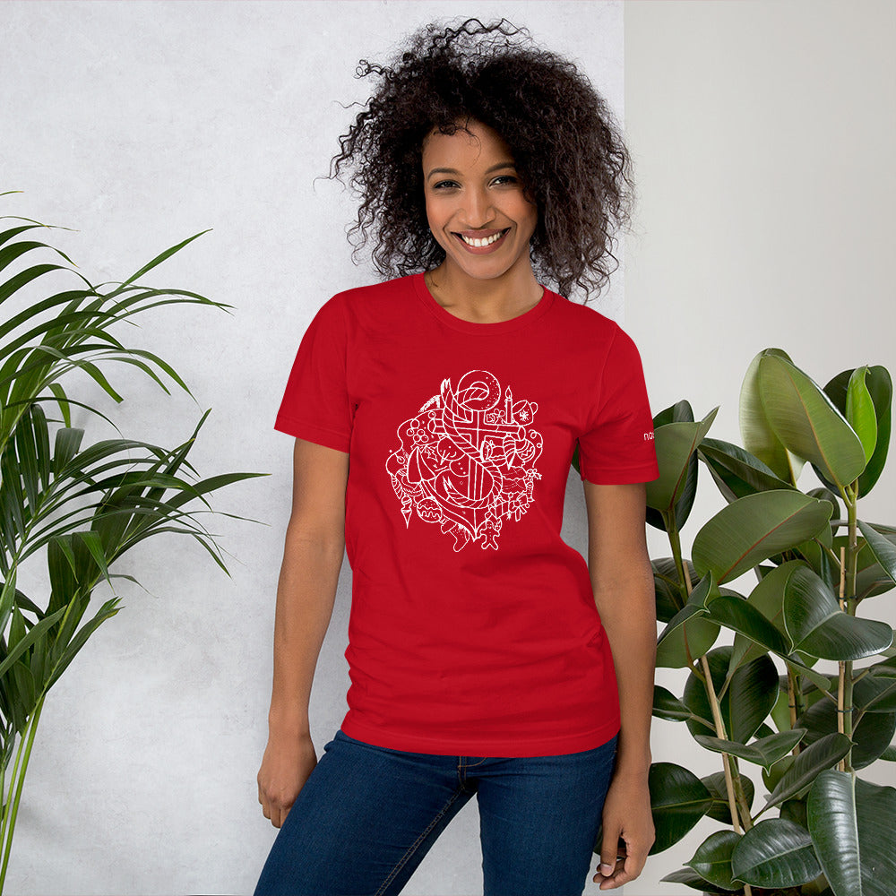 Unisex Limited Edition Nauti Xmas Festive Anchor T-Shirt In True Royal or Red