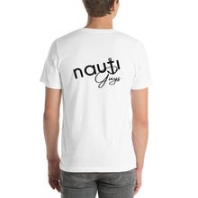 Men "Nauti Styles" logo on the front and "Nauti Guys" on the back T-shirt in White