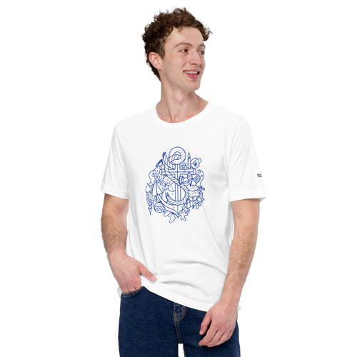 Unisex Limited Edition Nauti Xmas Festive Anchor T-Shirt In White